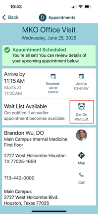 Appointment scheduled on a mobile device Appointment scheduled on a mobile device